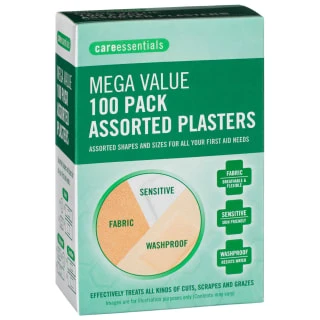 B&M Care Essentials Mega Value Assorted Plasters 100pk 1 B&M Care Essentials Mega Value Assorted Plasters 100pk