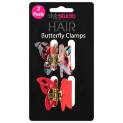 Style Studio Hair Butterfly Clamps 2pk - Red
