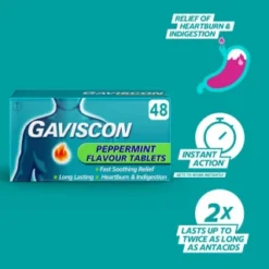 Gaviscon Chewable Tablets 48pk - Peppermint -Exquisite Care Store 379273 gaviscon 48 chewable tablets peppermint 2