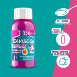 Gaviscon Double Action 150ml - Mixed Berries -Exquisite Care Store 379279 gaviscon 150ml double action mixed berries liquid 2