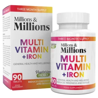 B&M Millions & Millions Multivitamin & Iron Tablets 90pk 1 B&M Millions & Millions Multivitamin & Iron Tablets 90pk